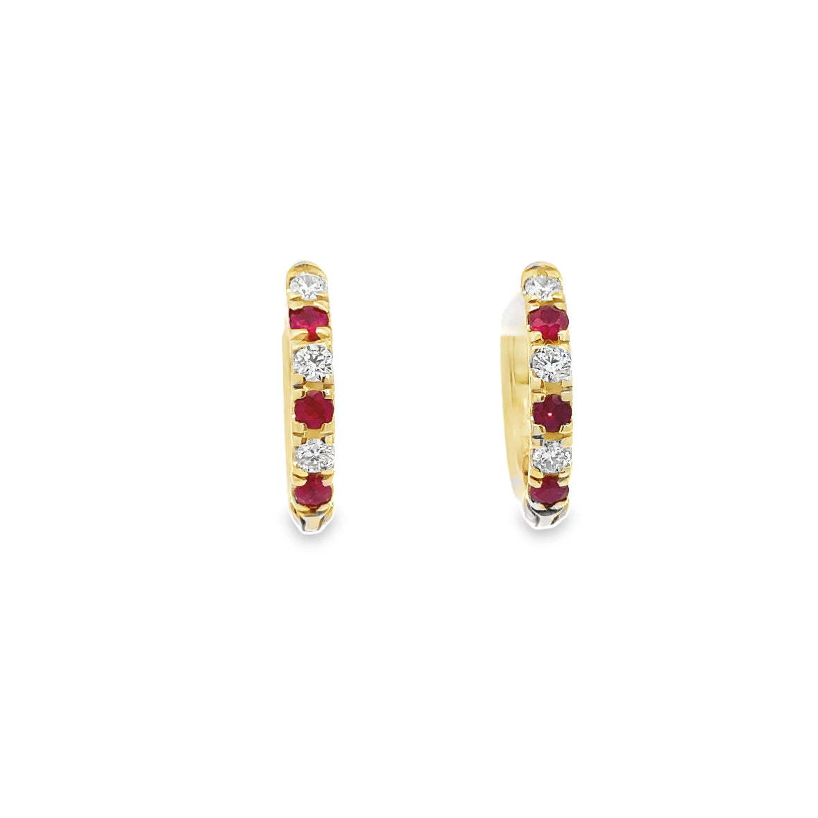 Hoops Earrings Ruby and Diamond  14KYG