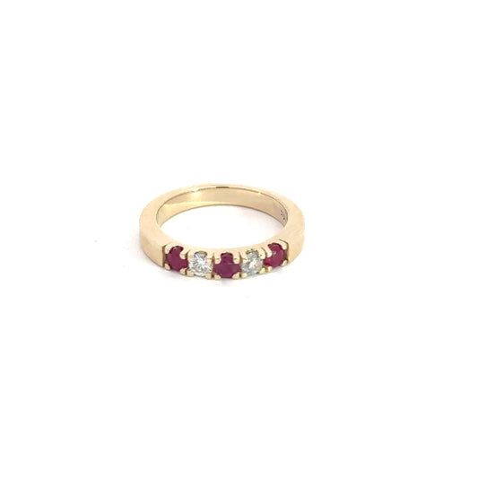 5 Stones  Band  Ruby -Diamond