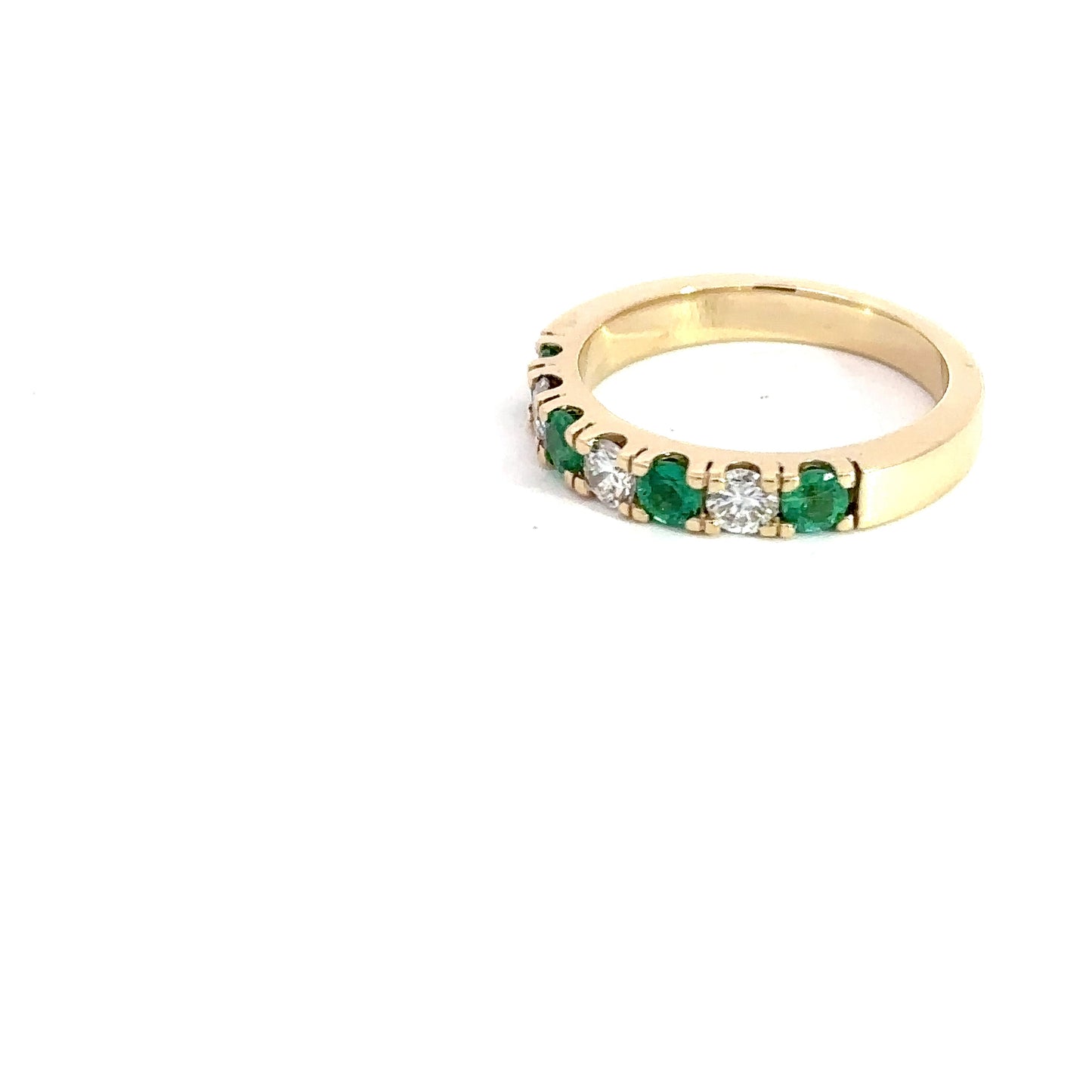 Ring 7 Stones  Emerald-Diamond , 14K