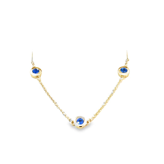 Sapphire Necklace 5 Stones 14 KY