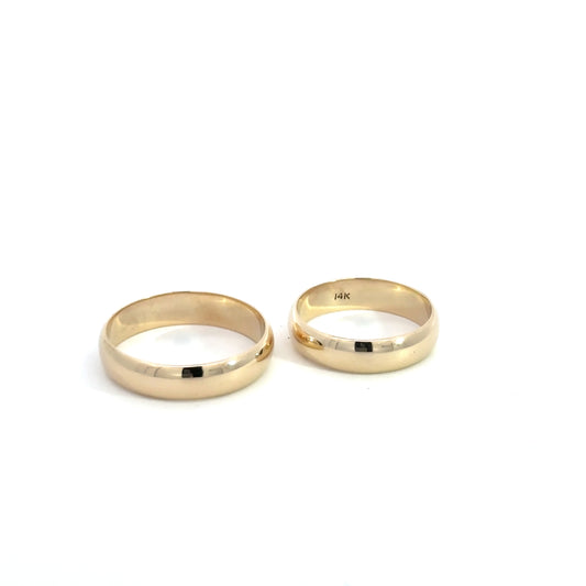 Duos Wedding Bands  5.0 mm , 14K Yellow Gold.