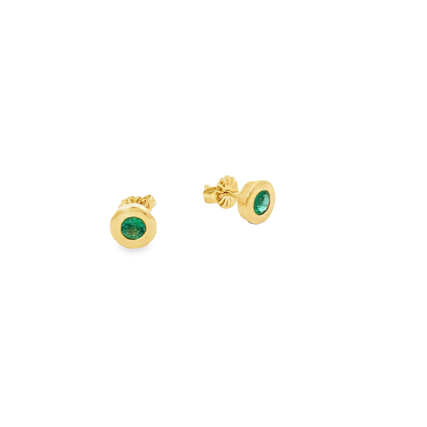 Emerald Stud Earrings Bezel 1/2 Ct