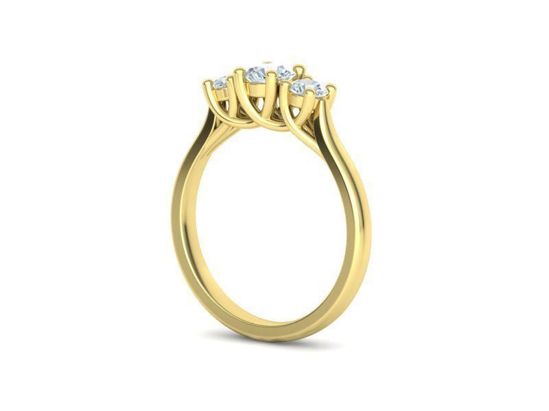 3 Stones  Engagement Ring 14KY Gold