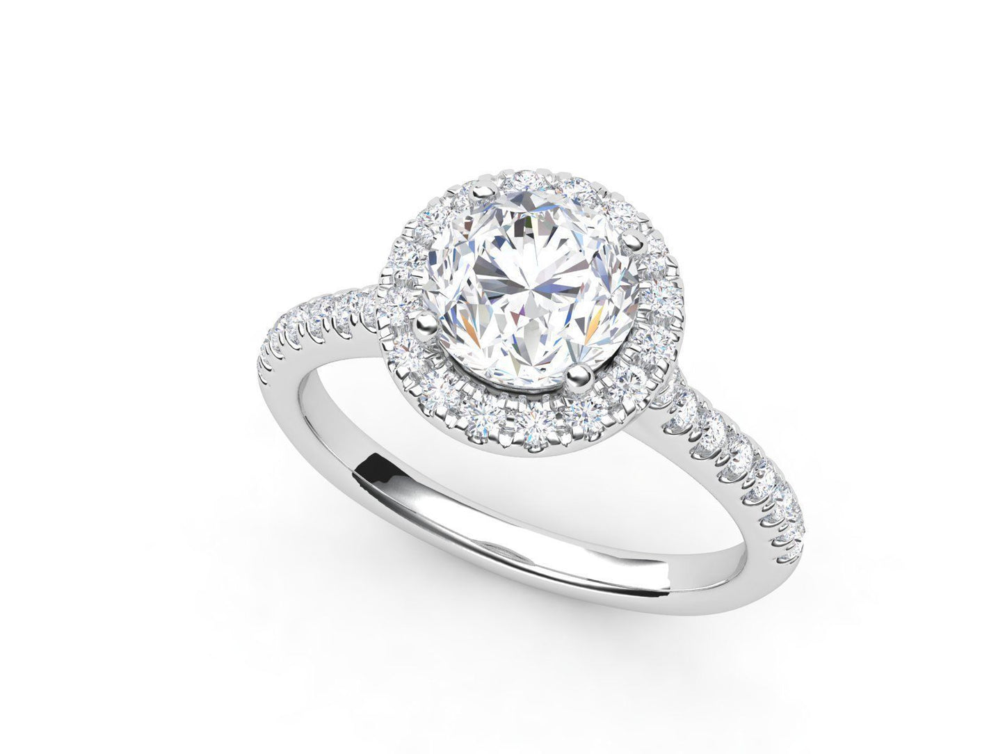 Halo Diamond Engagement Ring in 14KW , 1/2 Ct.