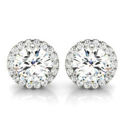 Halo  Earrings , 2.36 Ct. TW , 14KW Gold.