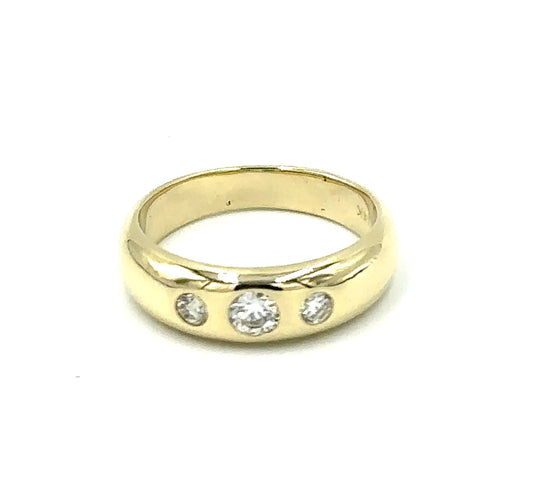 3 Stones Band Ring 14K  Yellow Gold (689241)