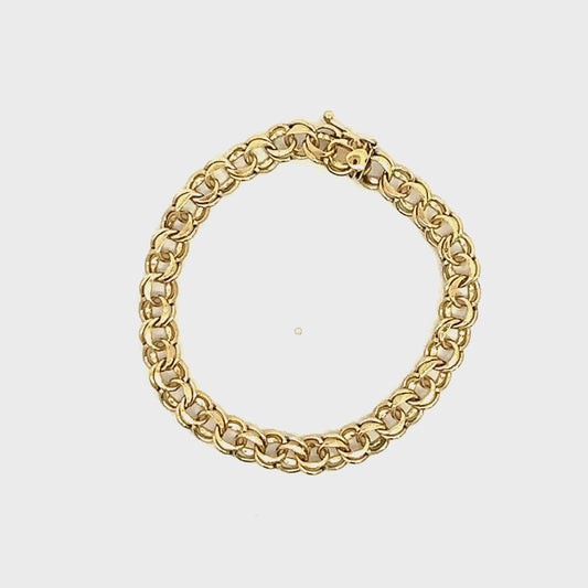 Double Ring Curb Bracelet ,14KY