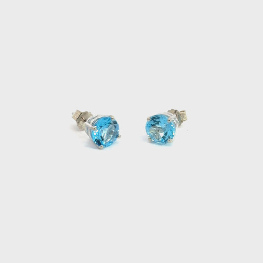 Blue Topaz Swiss 7.0 mm  Earrings