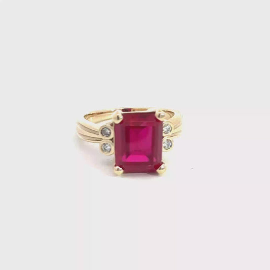 Engagement Emerald Cut  5.0 Ct. Ruby Lab Grown