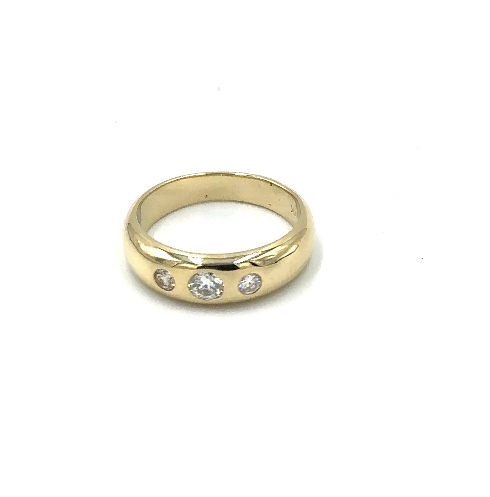 3 Stones Band Ring 14K Yellow Gold (689241) - Gold Star Jewelry