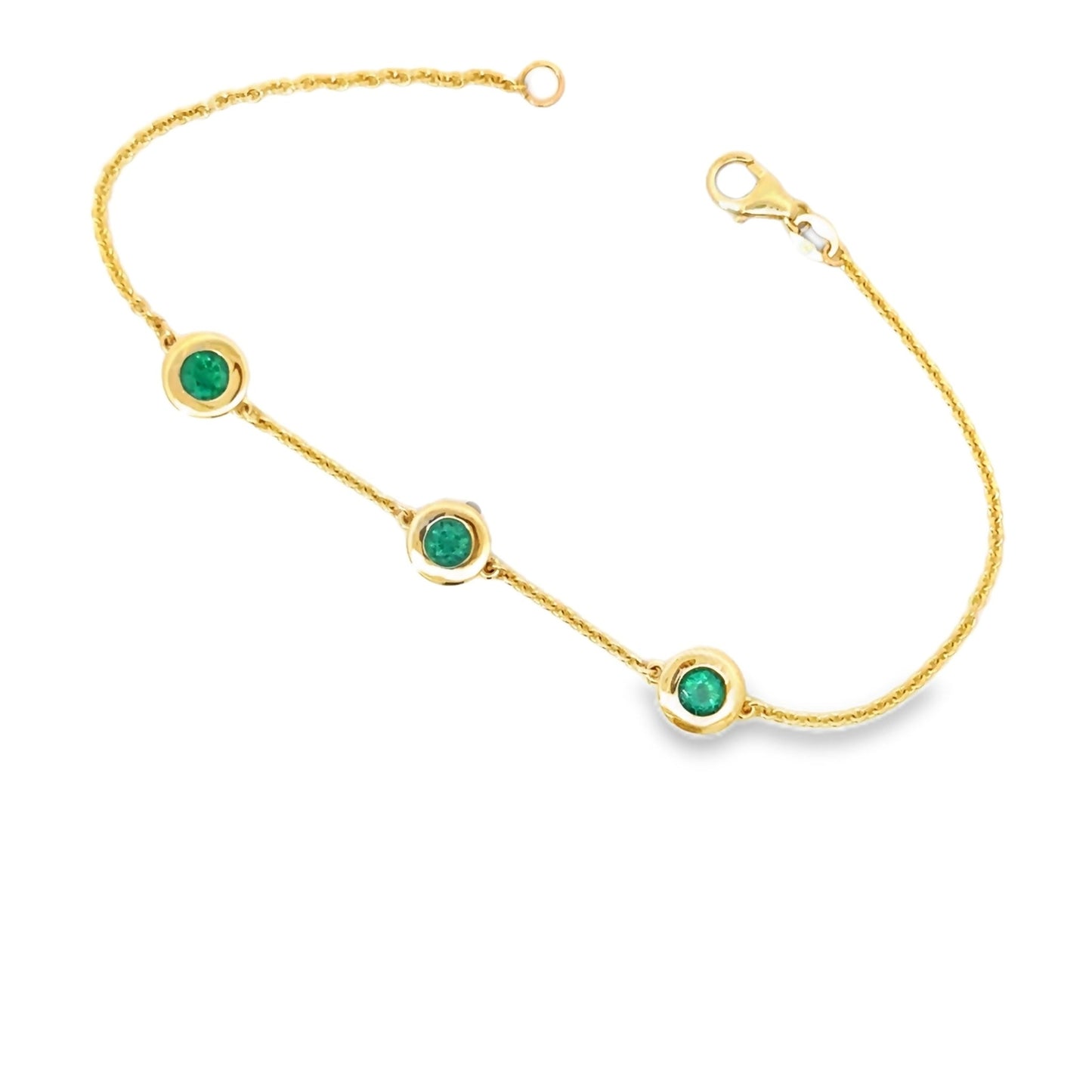 3 Stones Emerald Bracelet - Gold Star Jewelry
