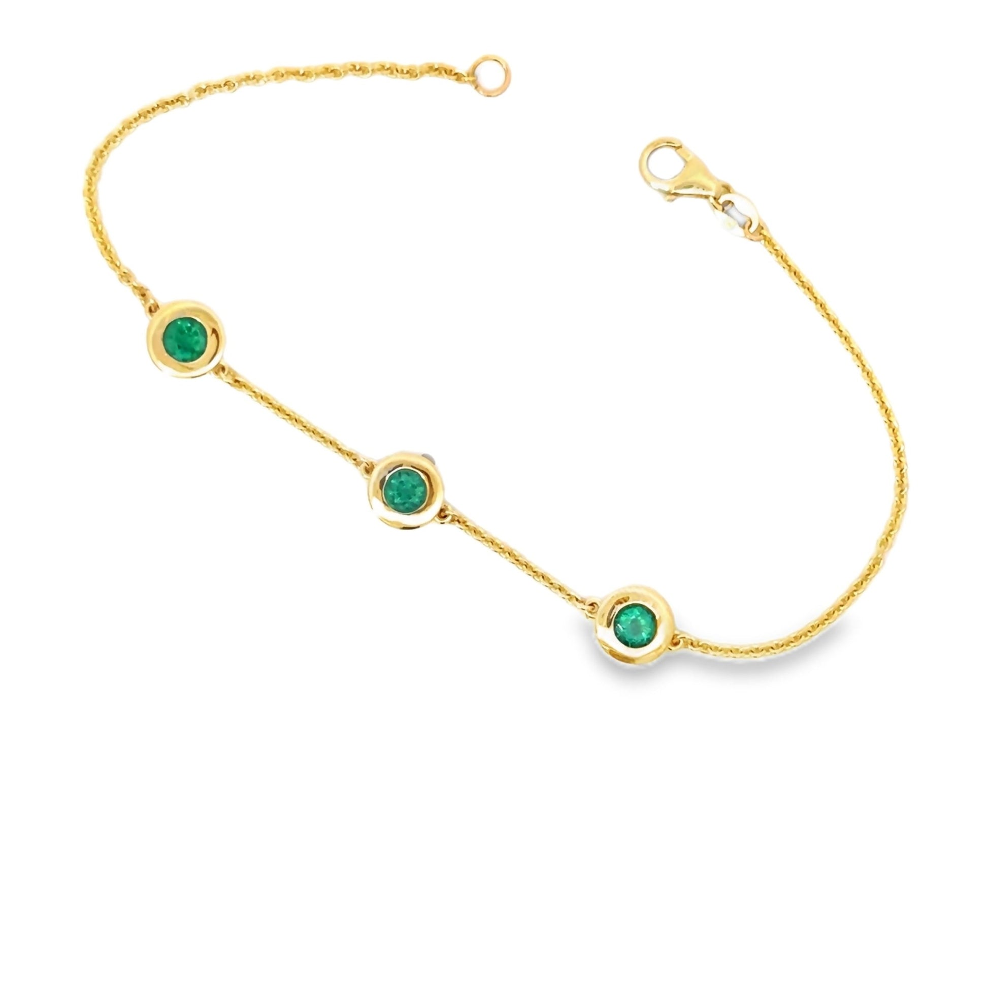 3 Stones Emerald Bracelet - Gold Star Jewelry