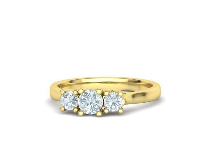 3 Stones Engagement Ring 14KY Gold - Gold Star Jewelry