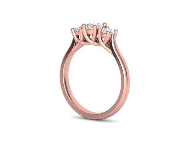 3Stones Engagement Ring 14KR - Gold Star Jewelry