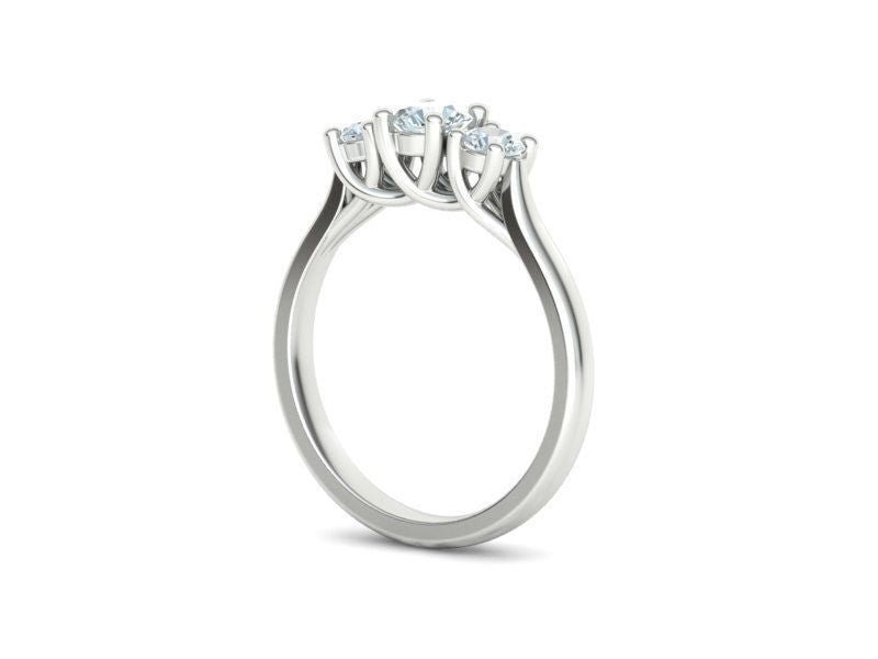3Stones Engagement Ring 14KW - Gold Star Jewelry