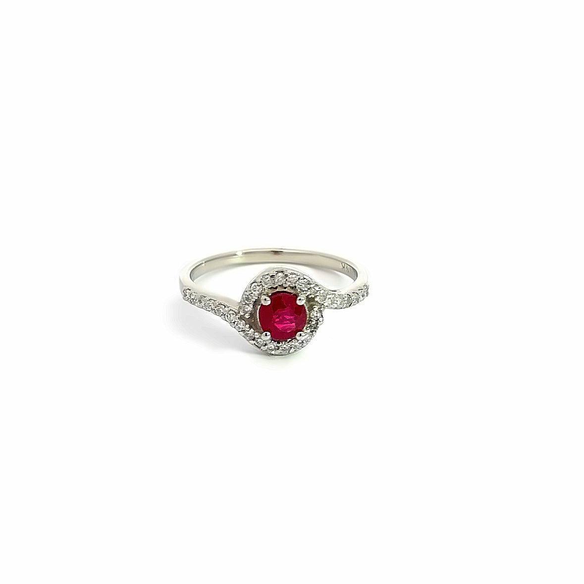 Bypass Ring , Ruby 1/2 Ct. , 14K White Gold.