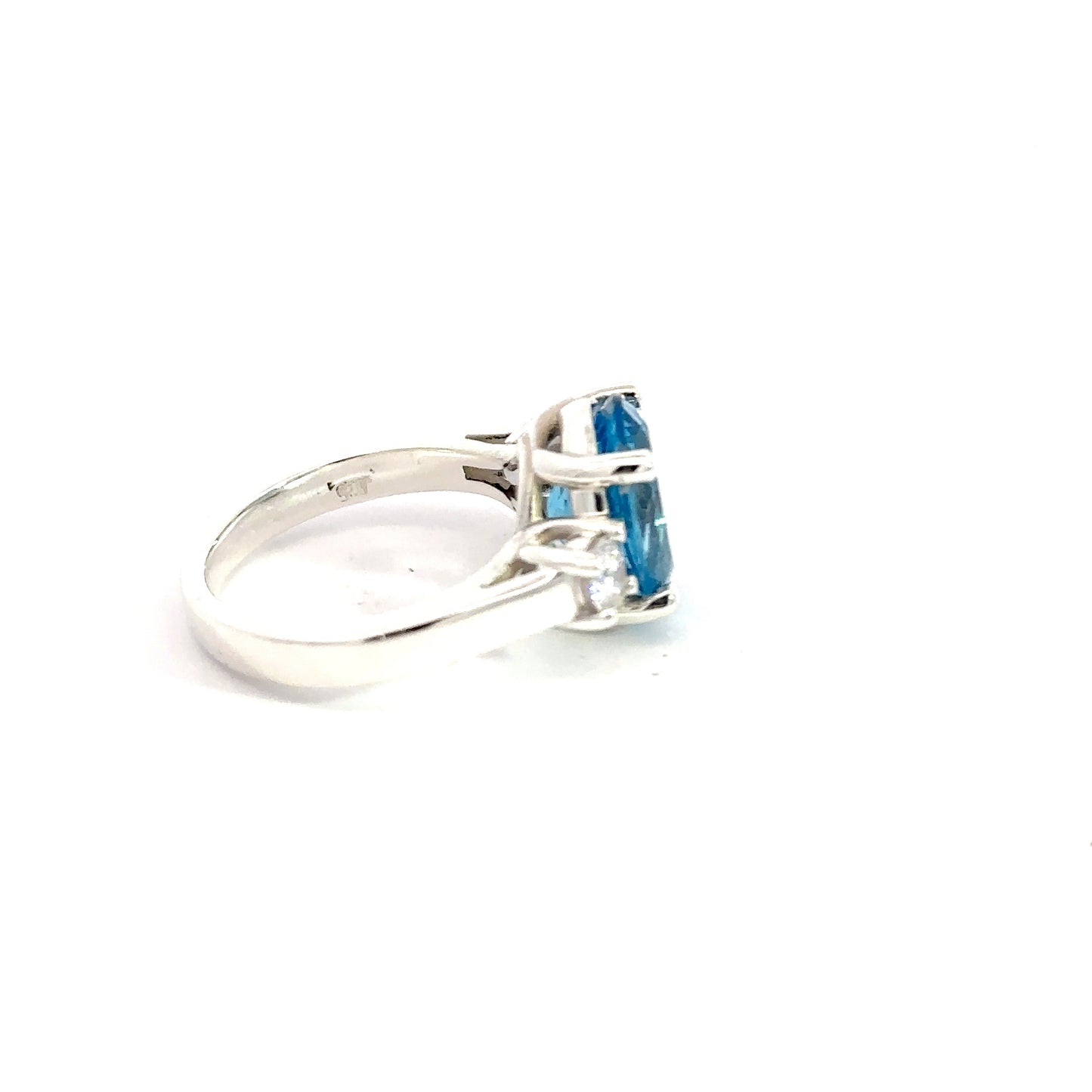 Blue Topaz Oval 6.0 Ct.  950 Silver Ring