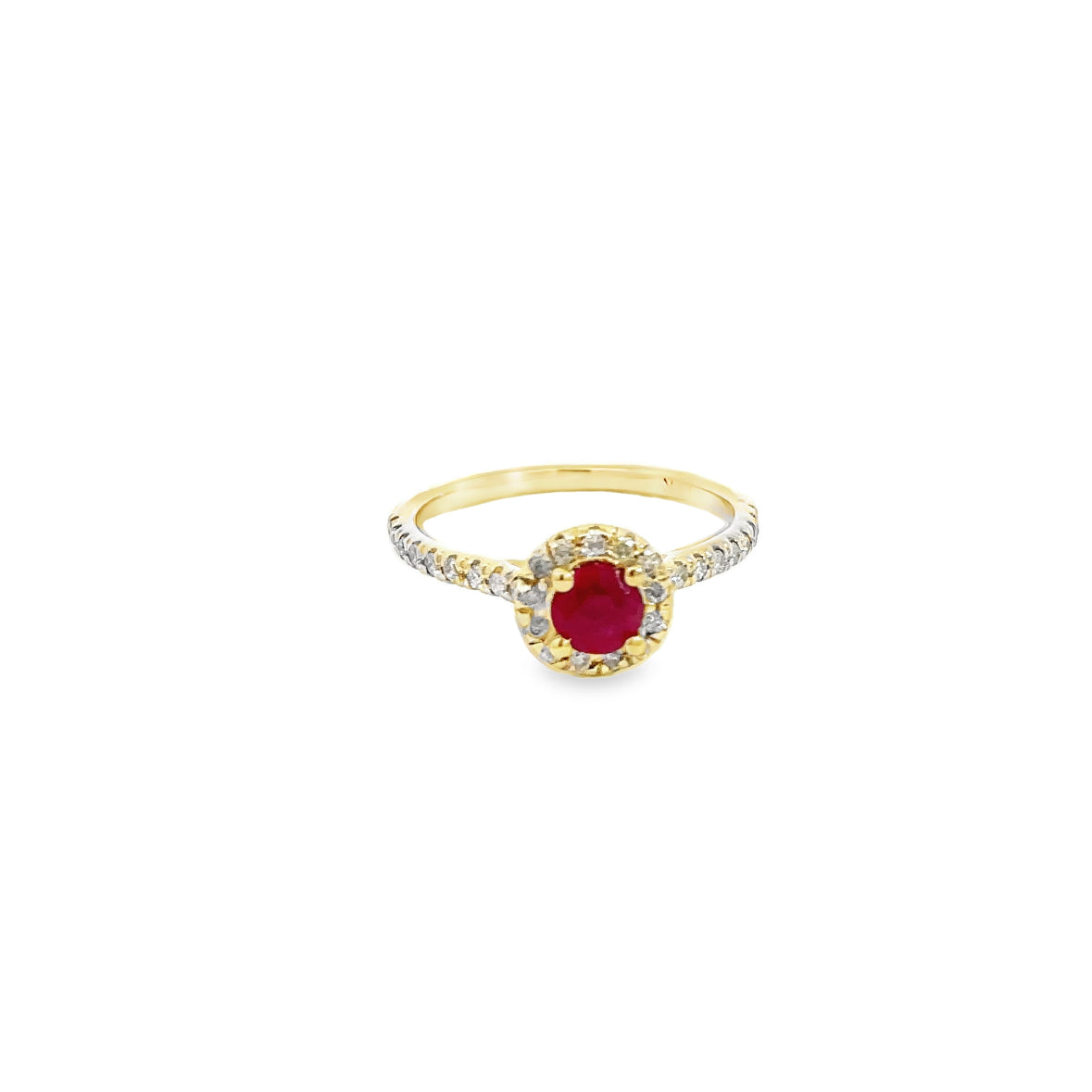 Ruby 1/2 Ct.  Halo Ring  14KYG