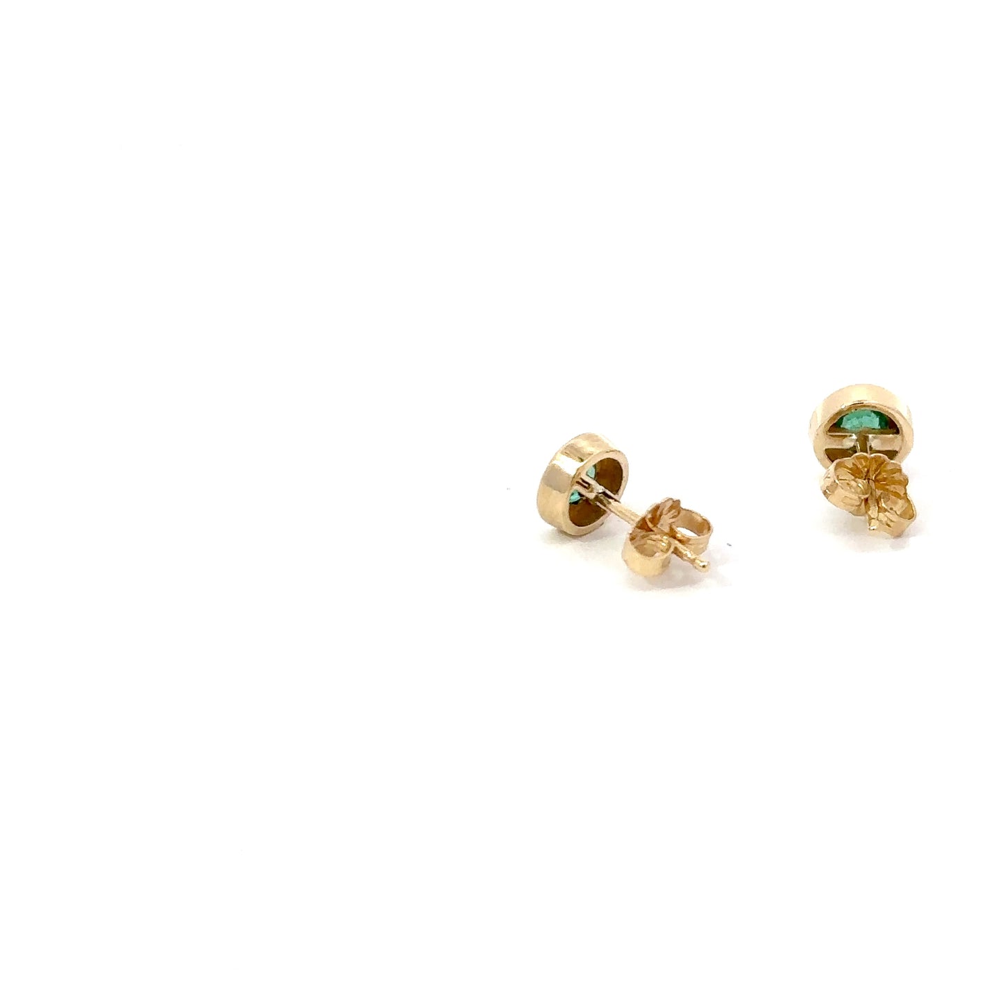 Emerald Stud Earrings Bezel  1/2 Ct