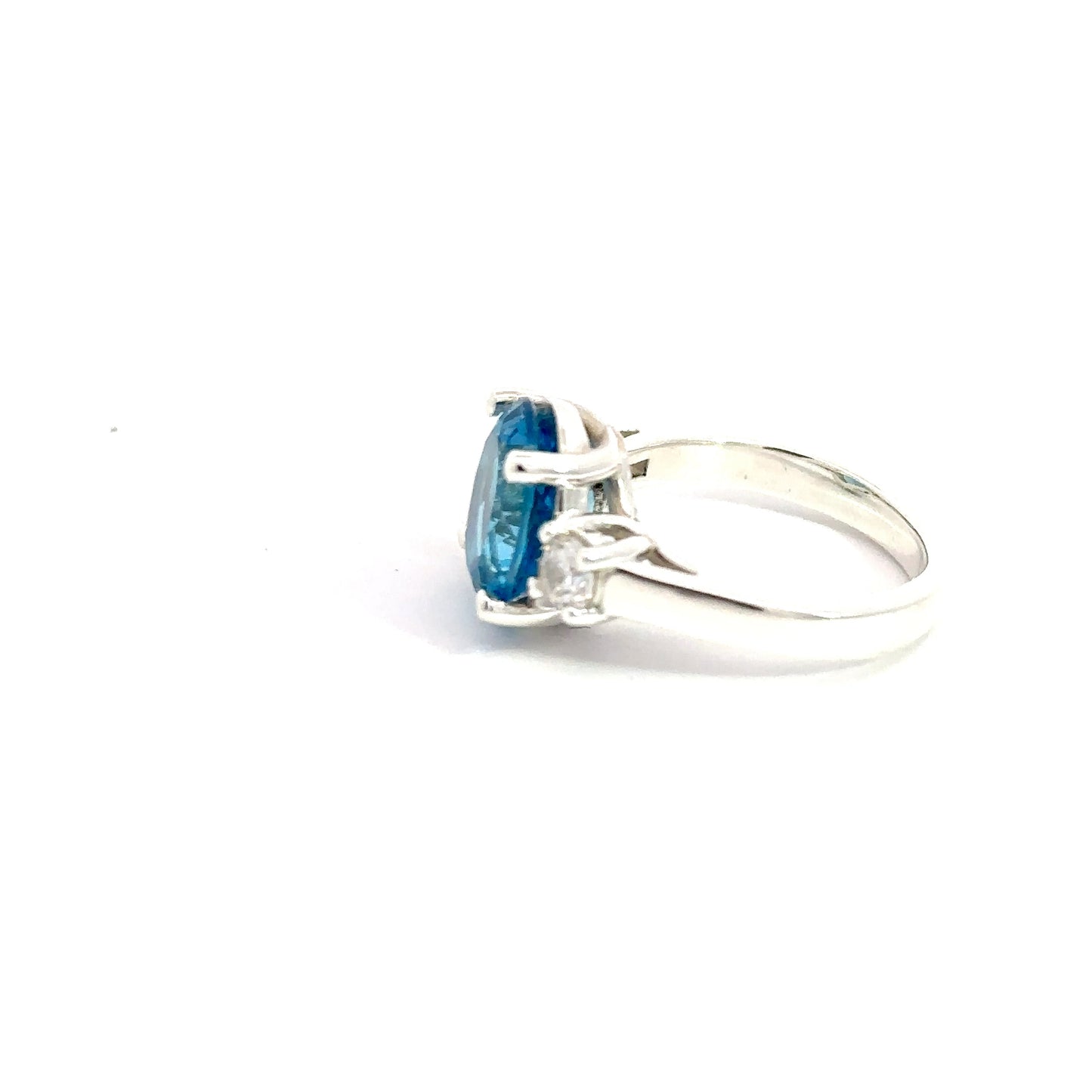 Blue Topaz Oval 6.0 Ct.  950 Silver Ring