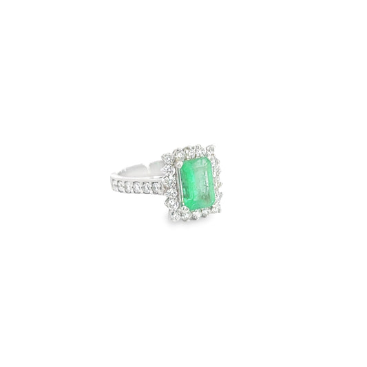 Emerald 1.65 Ct. Ring, 18K White Gold,