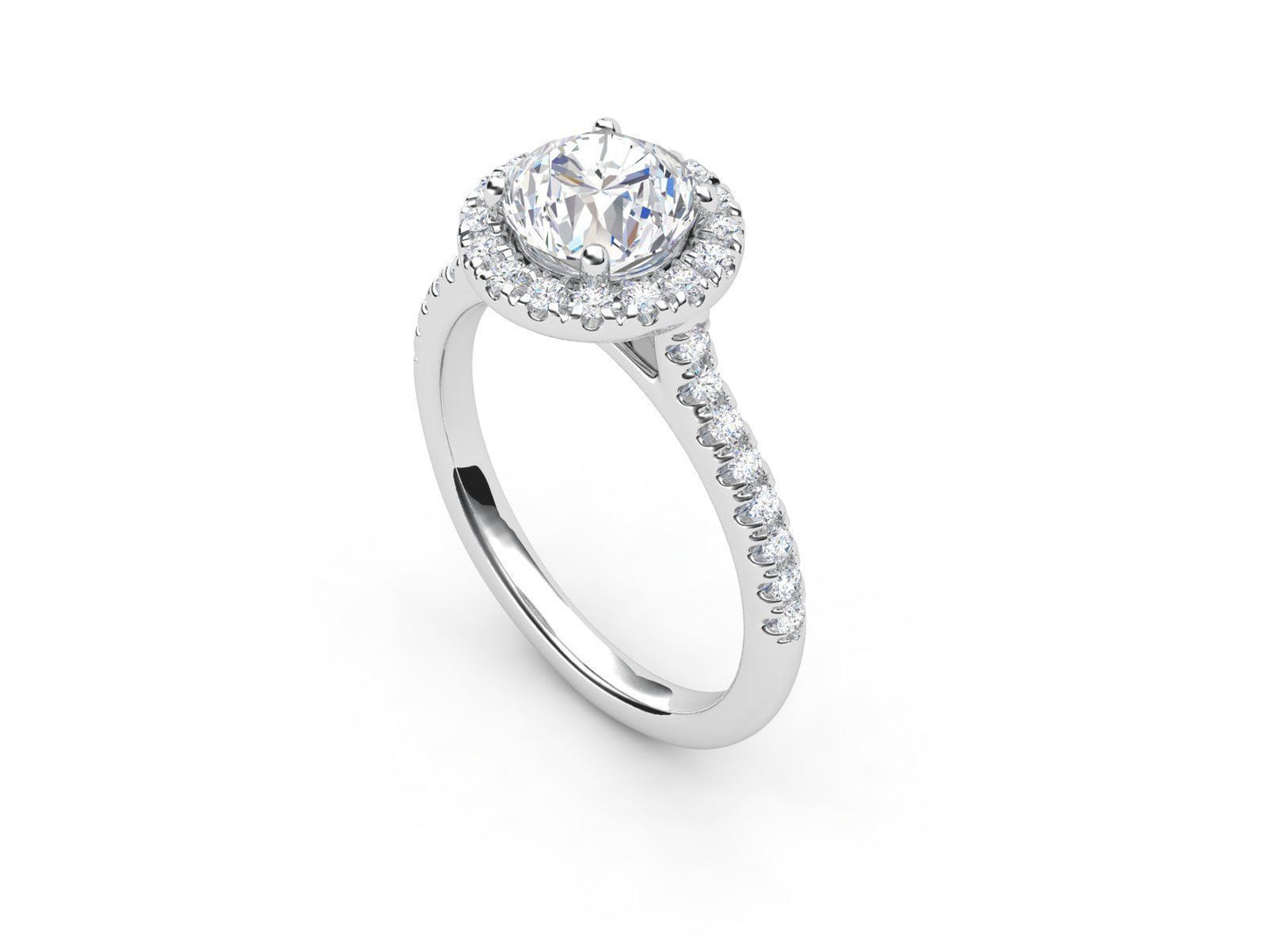 Halo Diamond Engagement Ring in 14KW , 1.0 CT