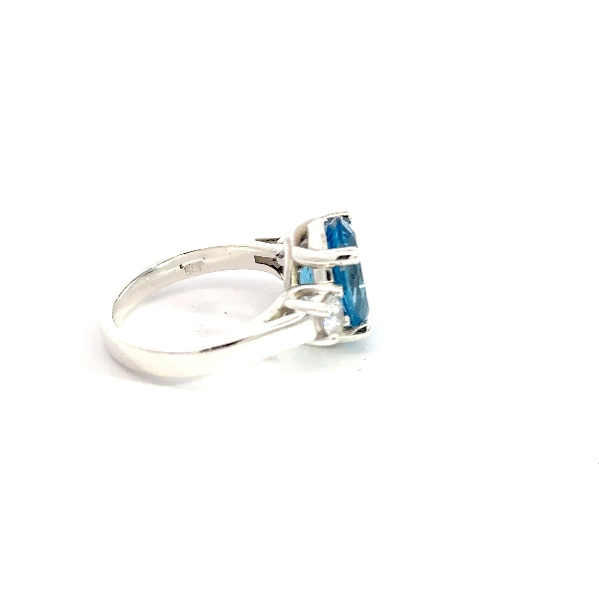 Blue Topaz Oval 6.0 Ct. 950 Silver Ring - Gold Star Jewelry