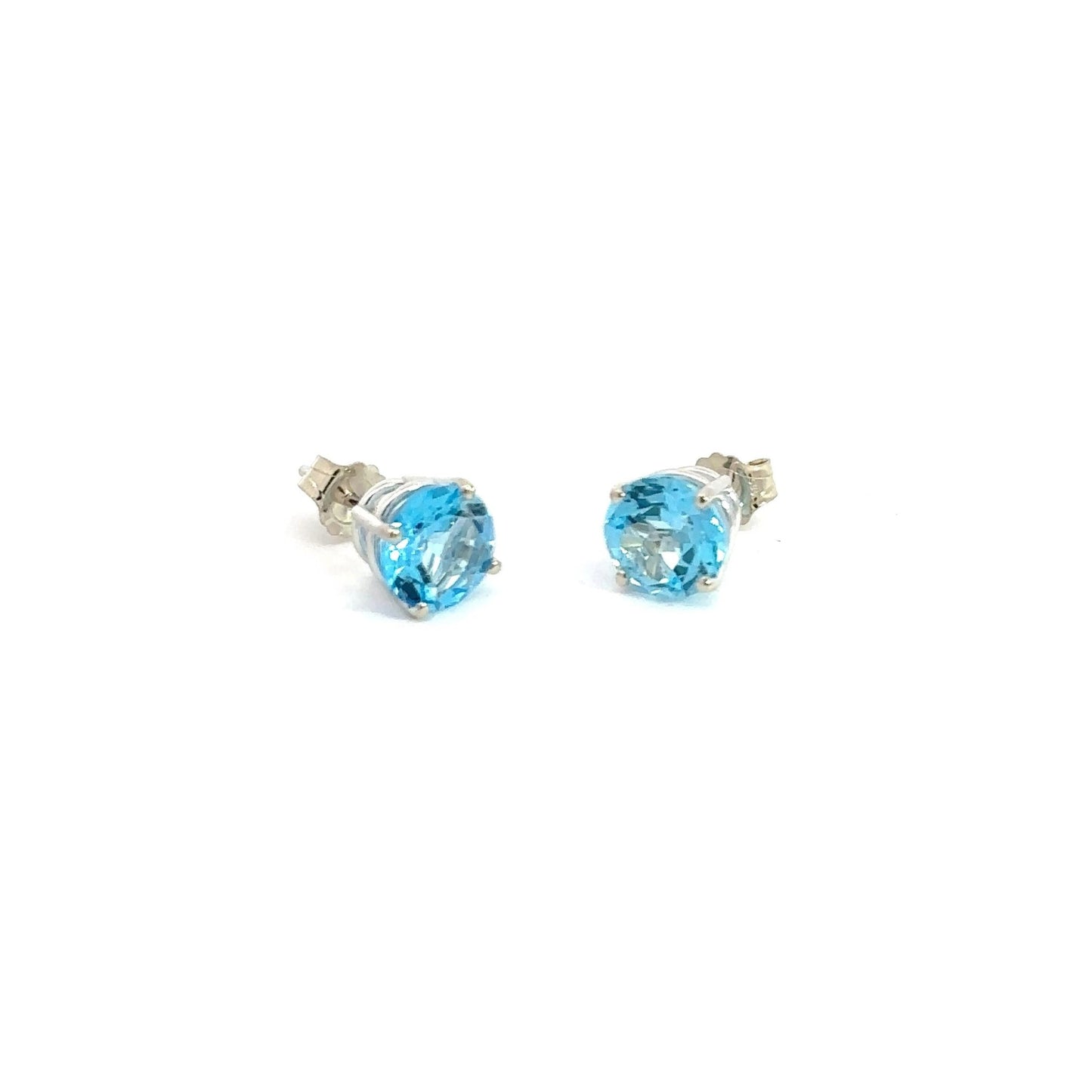 Blue Topaz Swiss 7.0 mm Earrings - Gold Star Jewelry
