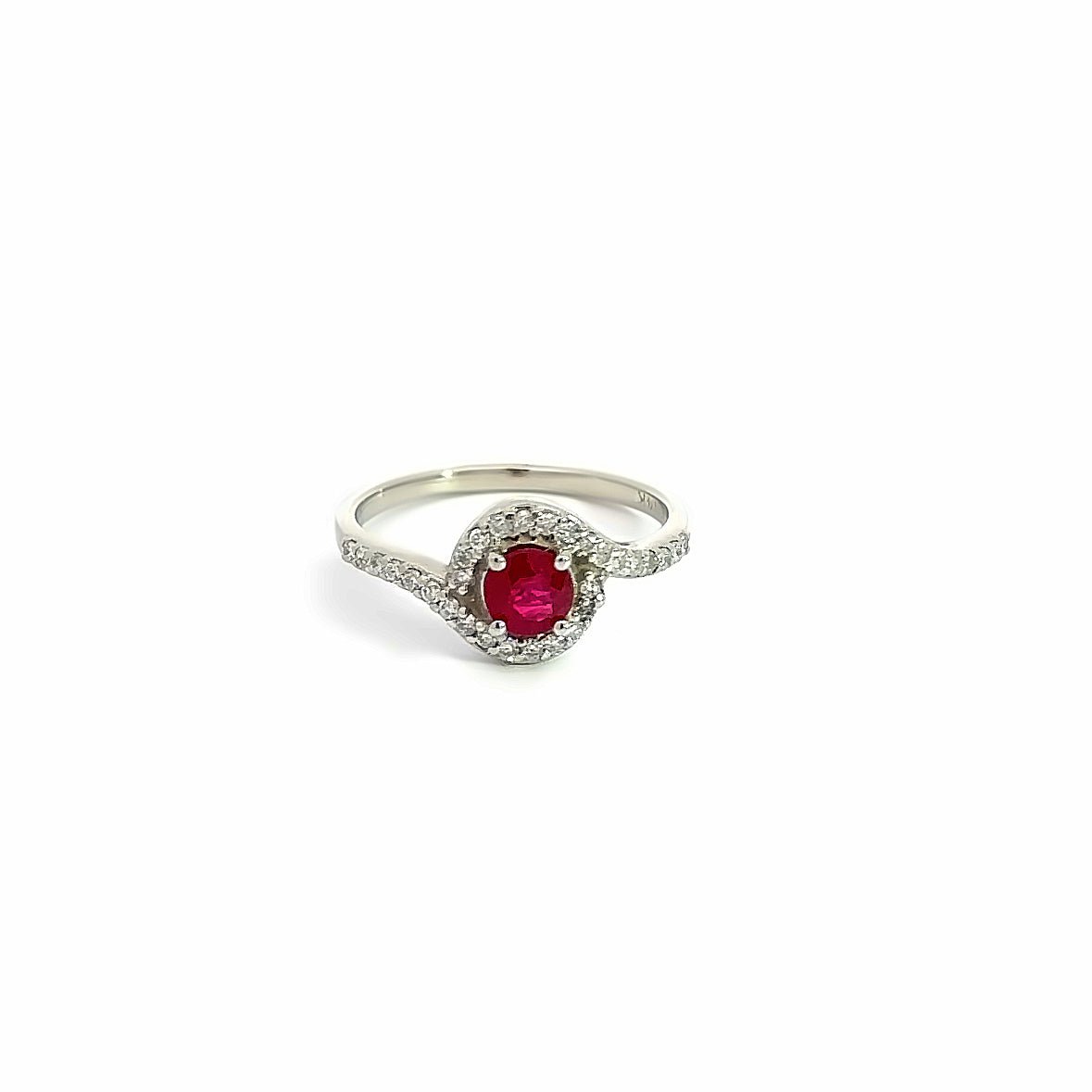 Bypass Ring , Ruby 1/2 Ct. , 14K White Gold. - Gold Star Jewelry