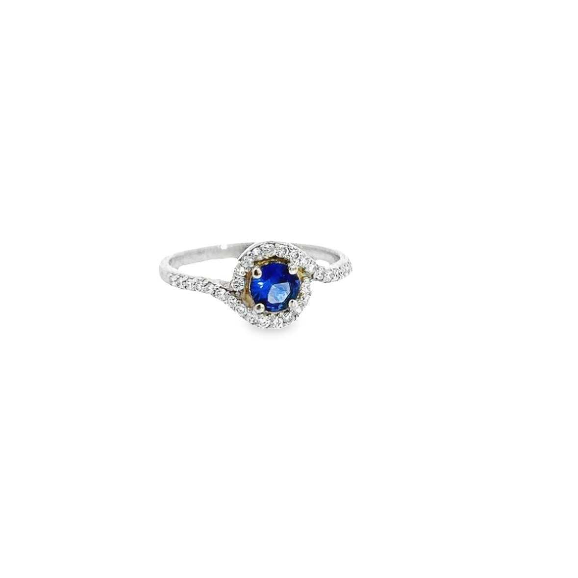 Bypass Ring , Sapphire 1/2 Ct. , 14K White Gold. - Gold Star Jewelry