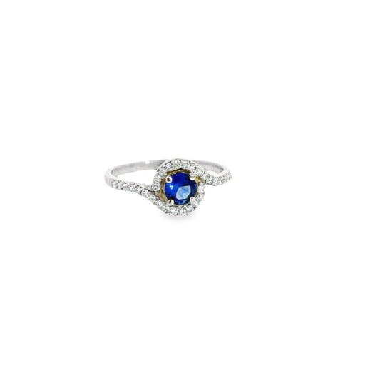 Bypass Ring , Sapphire 1/2 Ct. , 14K White Gold. - Gold Star Jewelry