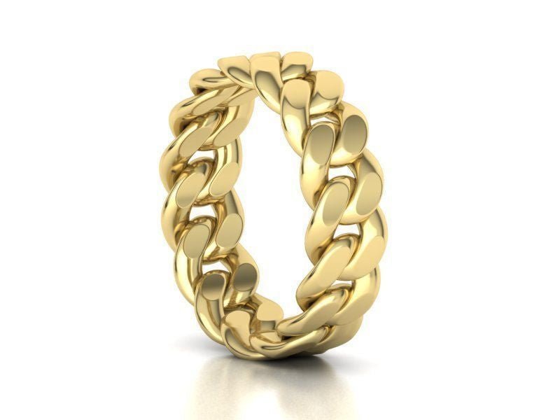 Cuban Ring 7.0 mm Wide , 14KY - Gold Star Jewelry