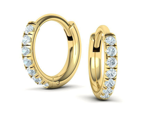 Diamond Hoop Earrings , 0.37 Ct TW - Gold Star Jewelry
