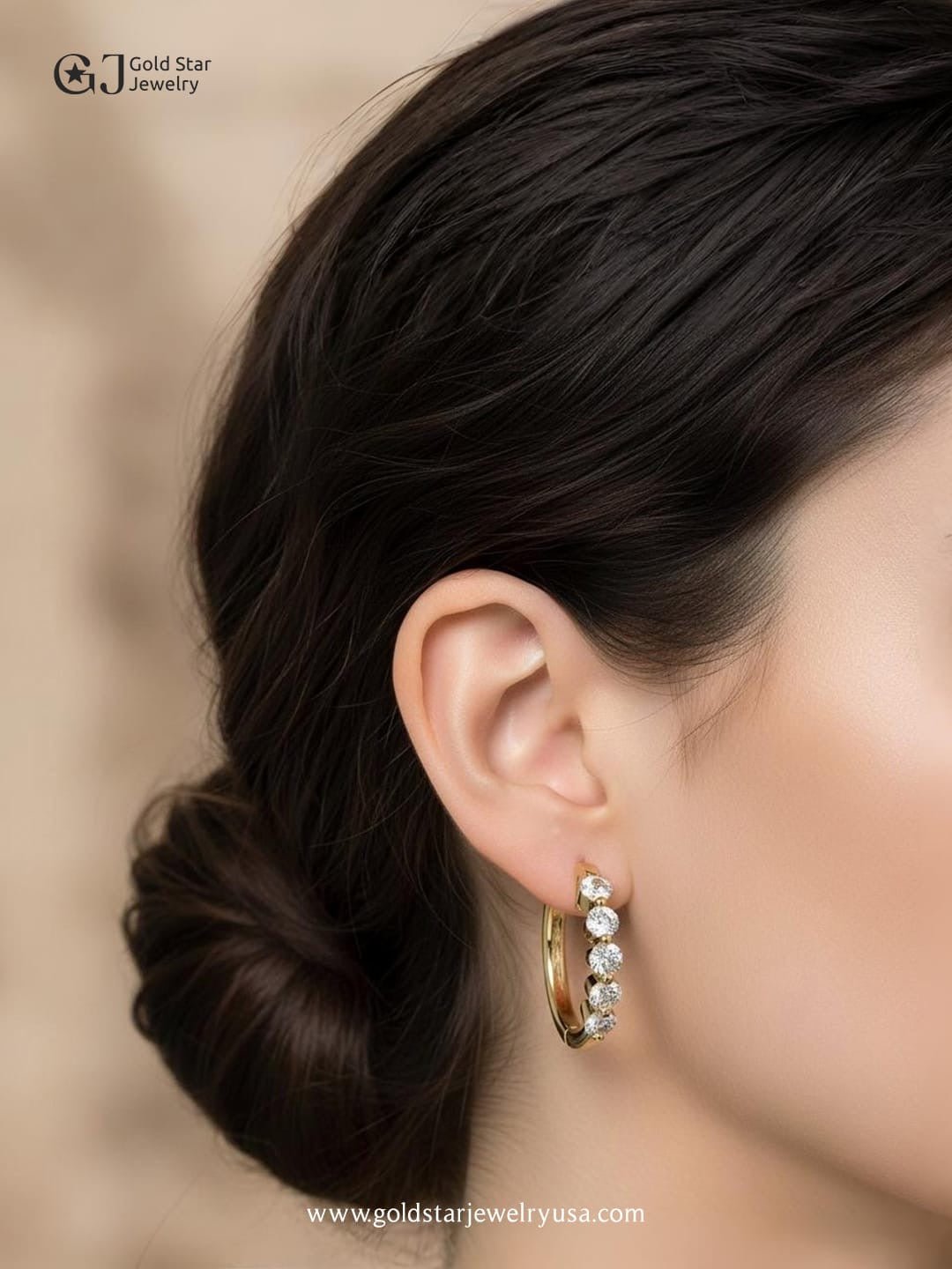 Diamond Hoops Earrings 1.0 Ct. TW, 14KY - Gold Star Jewelry