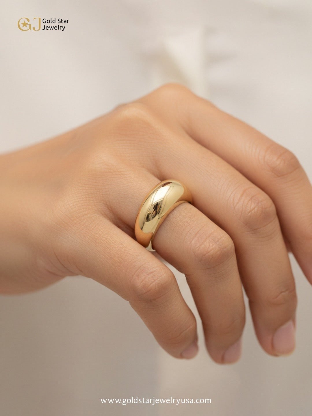 Dome Ring , 18K Yellow Gold - Gold Star Jewelry