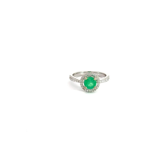 Emerald 1.0 Ct. ,Ring 18K White Gold - Gold Star Jewelry