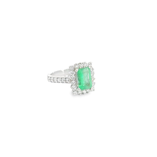 Emerald 1.65 Ct. Ring, 18K White Gold, - Gold Star Jewelry