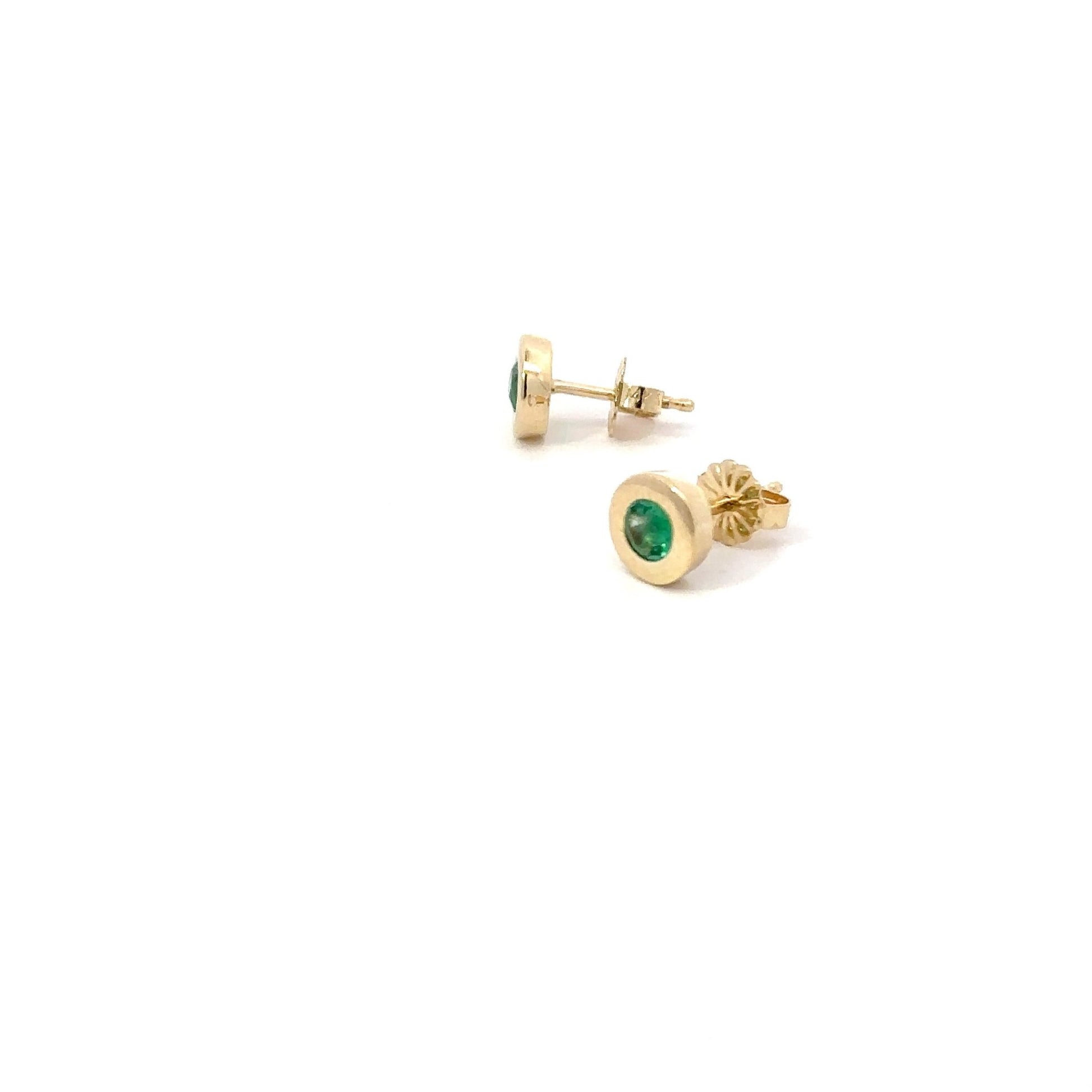 Emerald Stud Earrings Bezel 1/2 Ct - Gold Star Jewelry