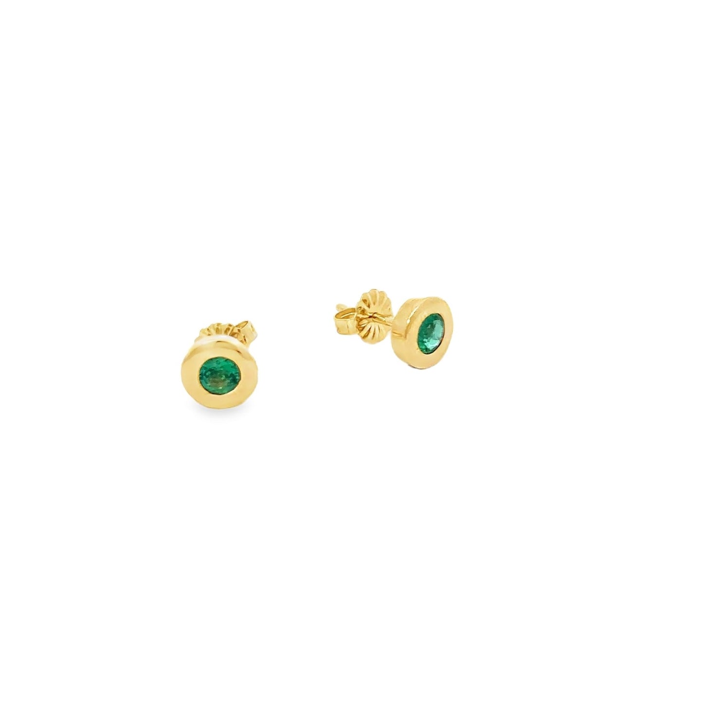 Emerald Stud Earrings Bezel 1/2 Ct - Gold Star Jewelry