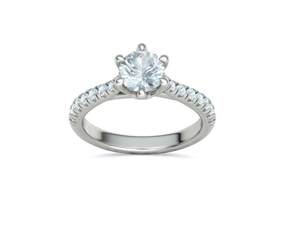 Engagement Ring 1.0 Ct , 14KW - Gold Star Jewelry