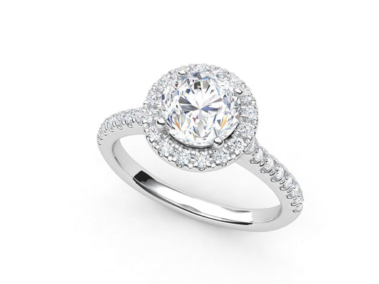 Halo Diamond Engagement Ring in 14KW , 1.0 CT - Gold Star Jewelry