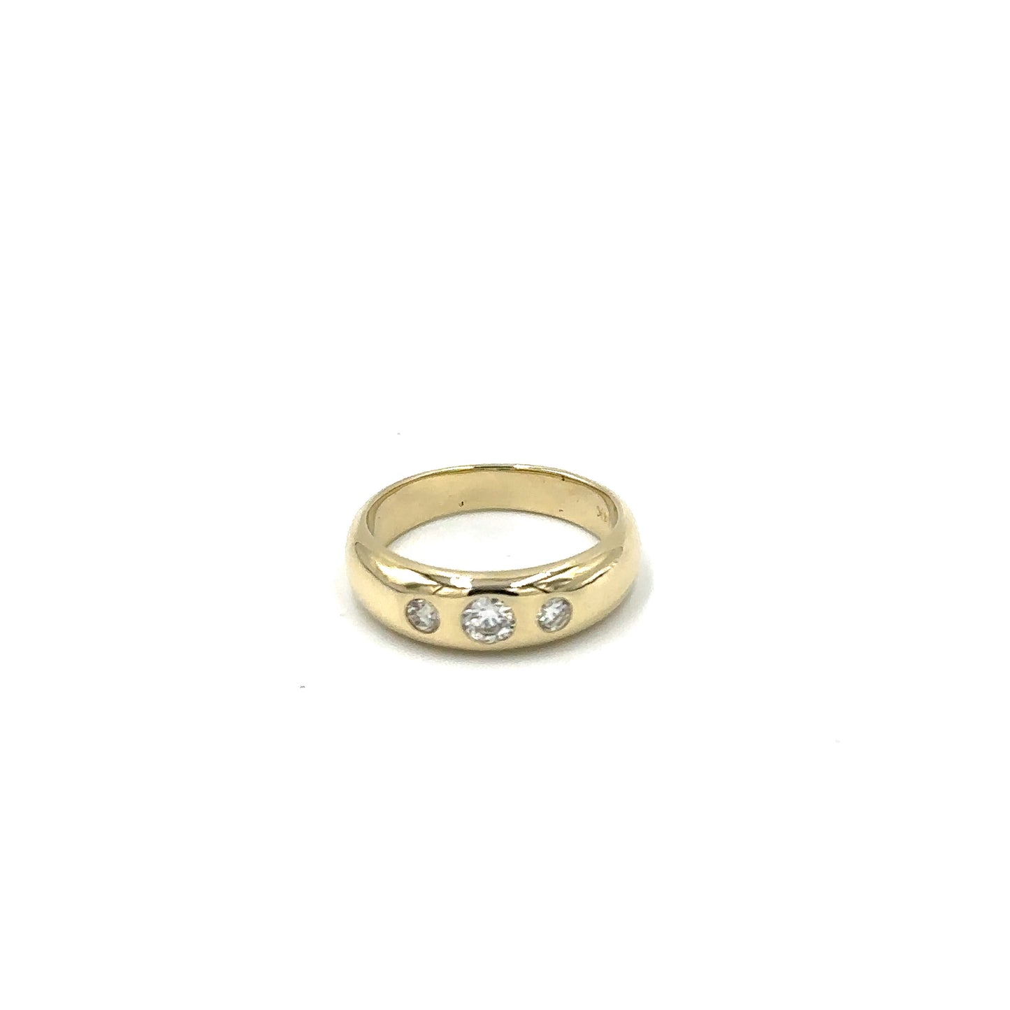 3 Stones Band Ring 14K  Yellow Gold