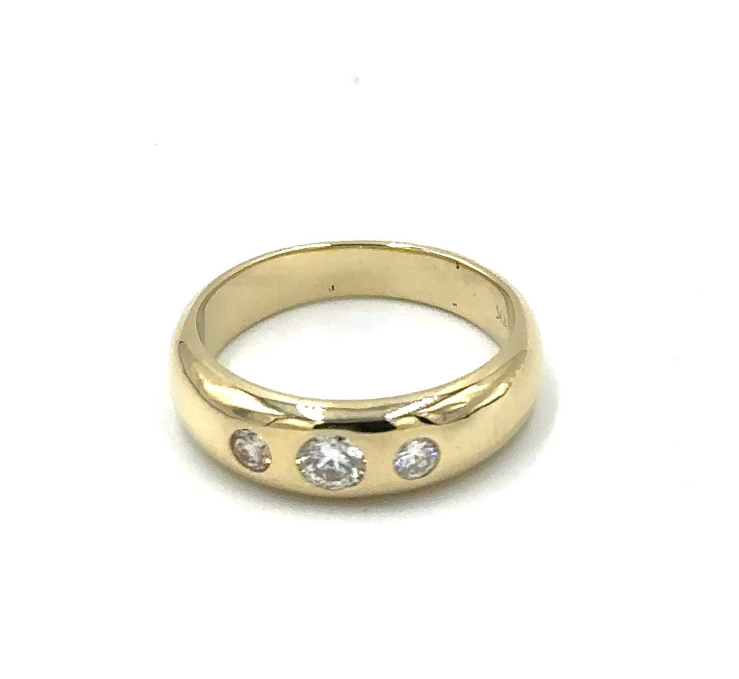 3 Stones Band Ring 14K  Yellow Gold