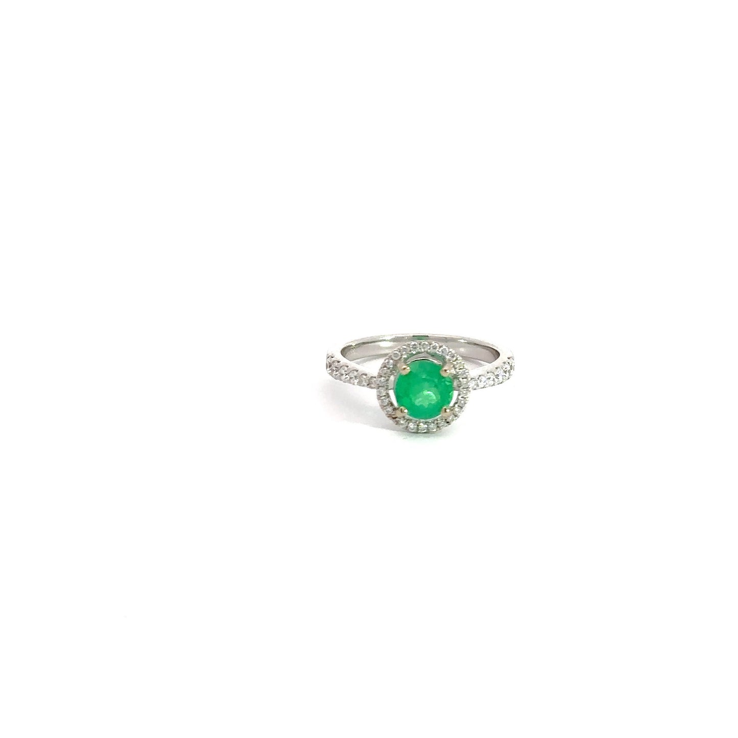 Emerald  1.0 Ct. ,Ring  18K White Gold