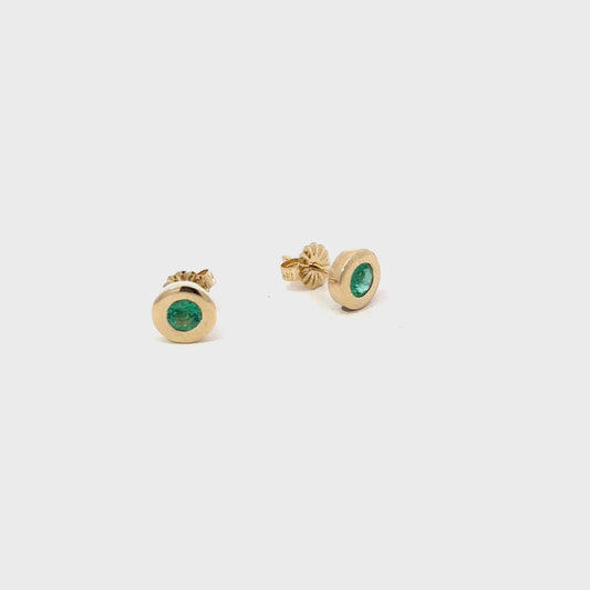 Emerald Stud Earrings Bezel  1/2 Ct