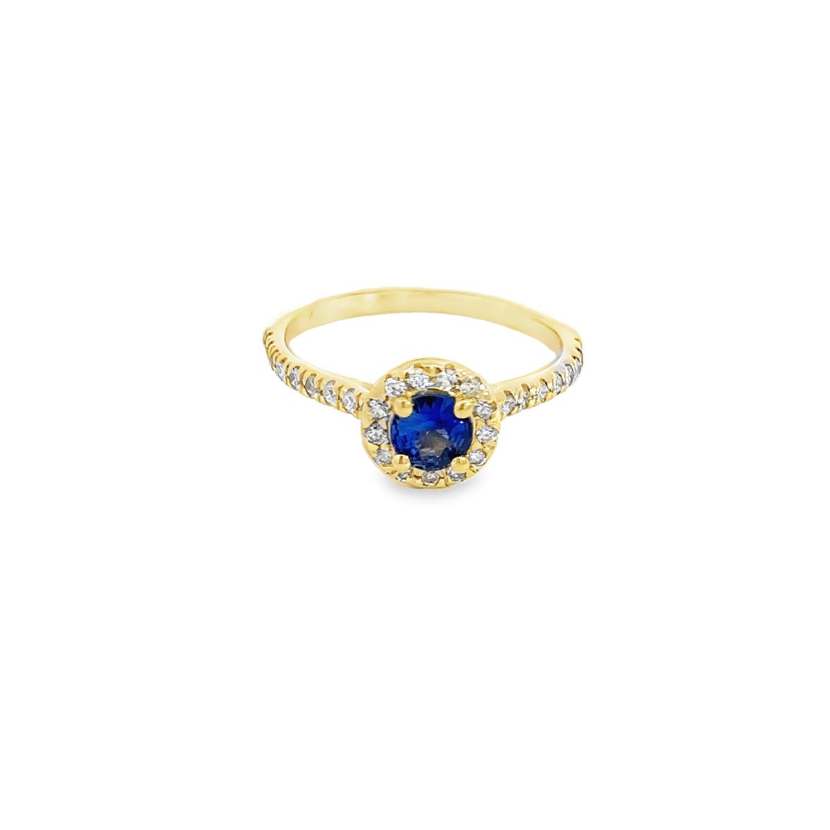 Sapphire 1/2 Ct. Halo Ring 14KYG - Gold Star Jewelry