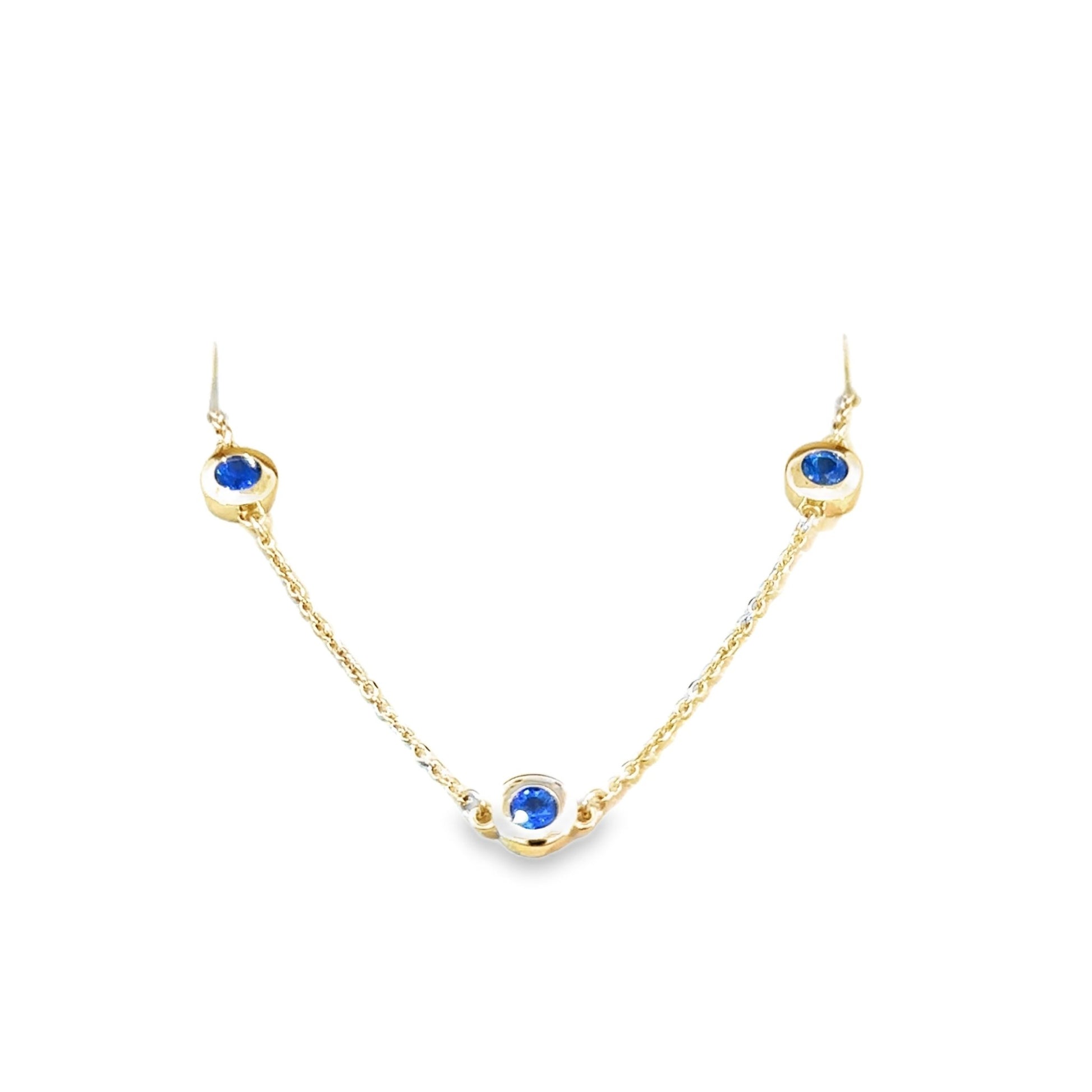 Sapphire Necklace 5 Stones 14 KY - Gold Star Jewelry