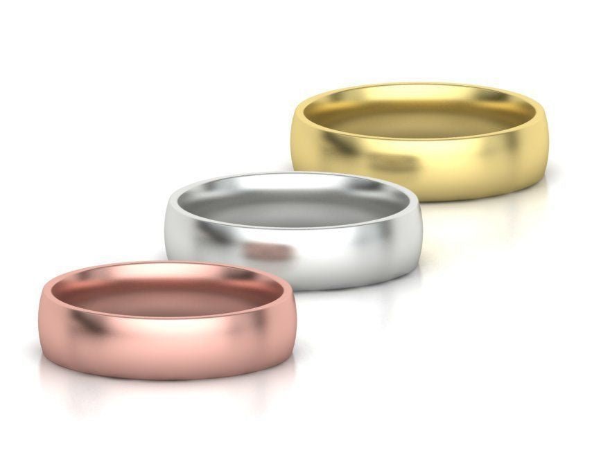 Wedding Band 5.0mm 14KY ,14KW , 14KR - Gold Star Jewelry