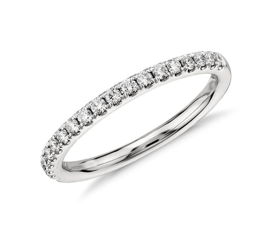 French Pave Diamond Ring in 14K White Gold (1/4 Ct. TW)  Available in 4 Metals